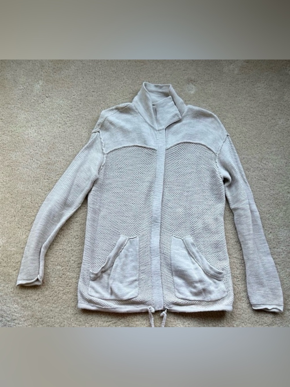 Michael Stars Anthro Beige Full Zip Cardigan Anorak Sweater - Size M/L - VGUC